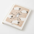MIDORI Ojisan B6 ring notebook standing on a white background with letterpress cover