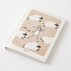 MIDORI Ojisan B6 ring notebook standing on a white background with letterpress cover