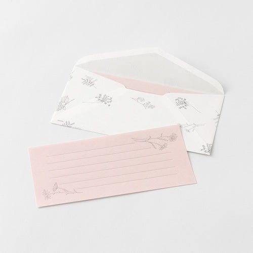One-Stroke Note with Envelope Flower Letter Set / MIDORI