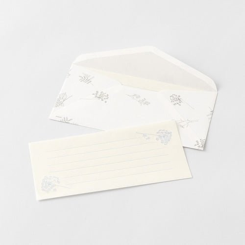 One-Stroke Note with Envelope Flower Letter Set / MIDORI