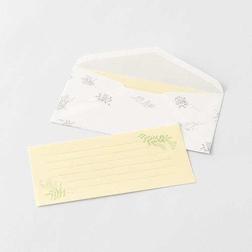 One-Stroke Note with Envelope Flower Letter Set / MIDORI