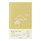 MIDORI Book Style Diary 2027 dog design in yellow cloth with gold foil line drawing