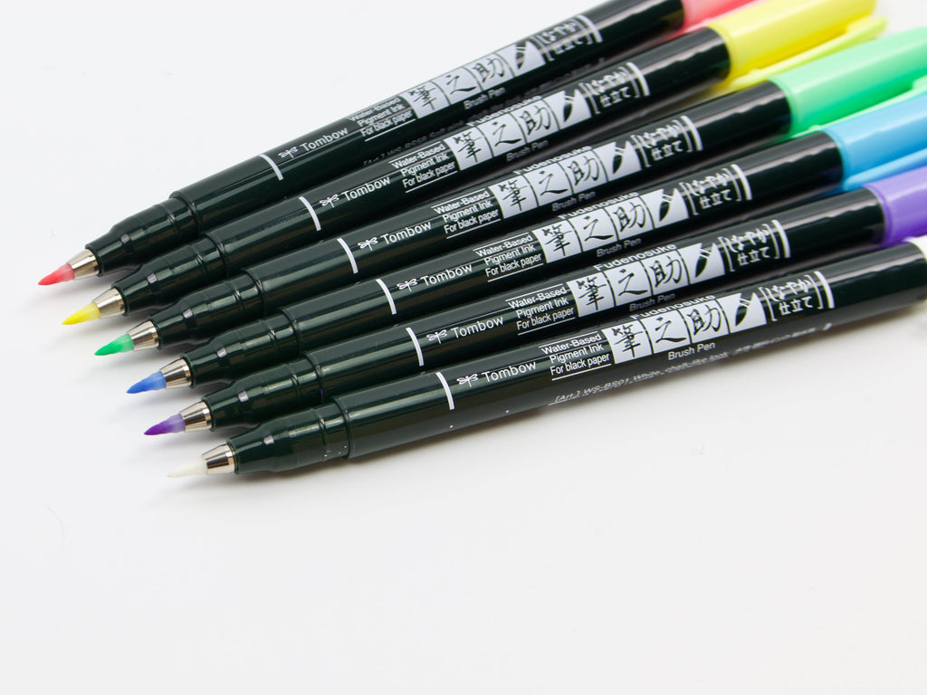 Tombow Fudenosuke Brush Pen Pastel Colors 6 Color Set
