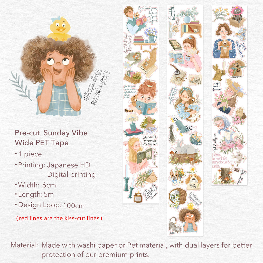 Pre-cut Sunday Vibe Wide Washi/PET Tape