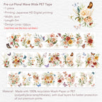 Pre-cut Floral Wave Wide Washi/PET Tape