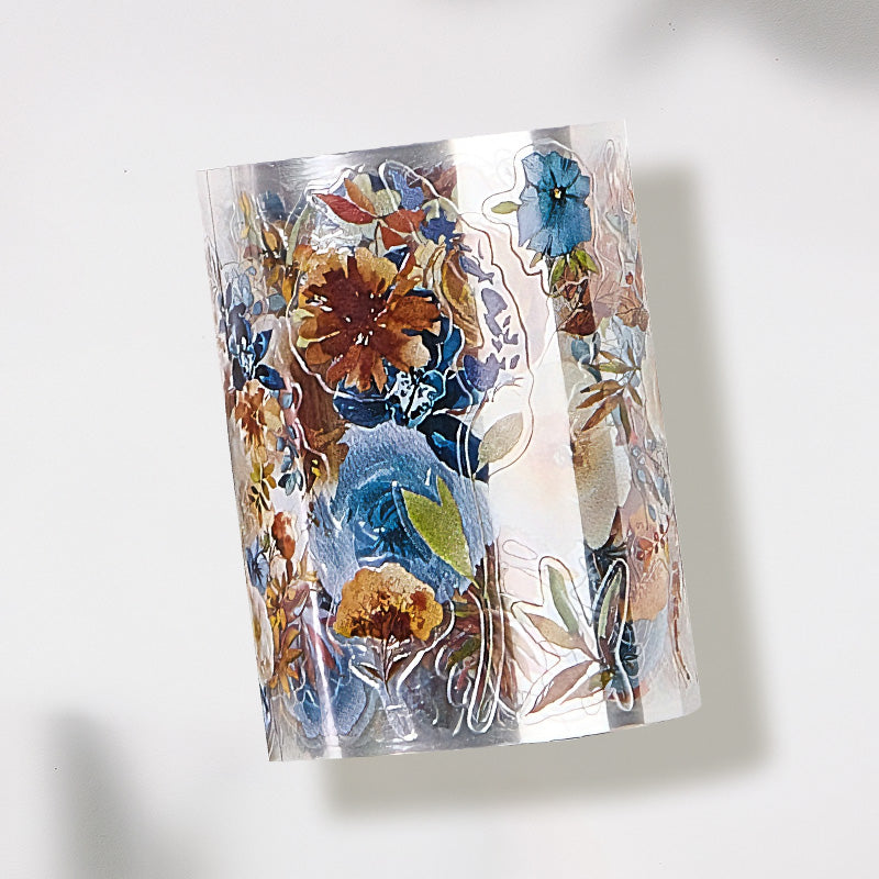 Pre-cut Dusty Blue & Cinnamon Wide Washi/PET Tape