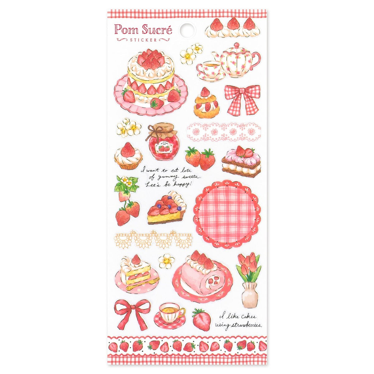 Mind Wave Pom Sucre Gold Foil Clear Stickers - Red design
