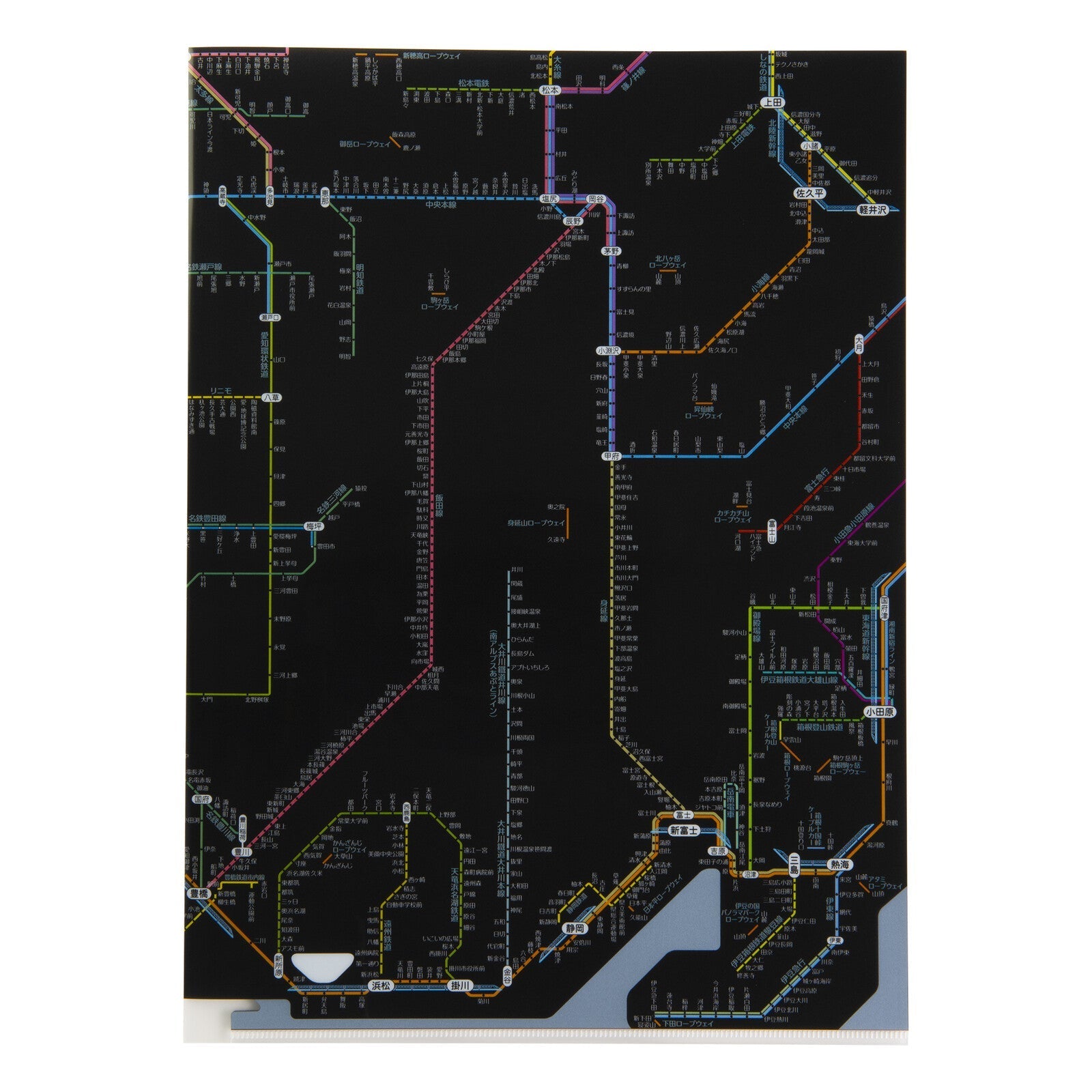 Railway Route Map Clear File Chubu Japanese Black / Tokyo Cartographic