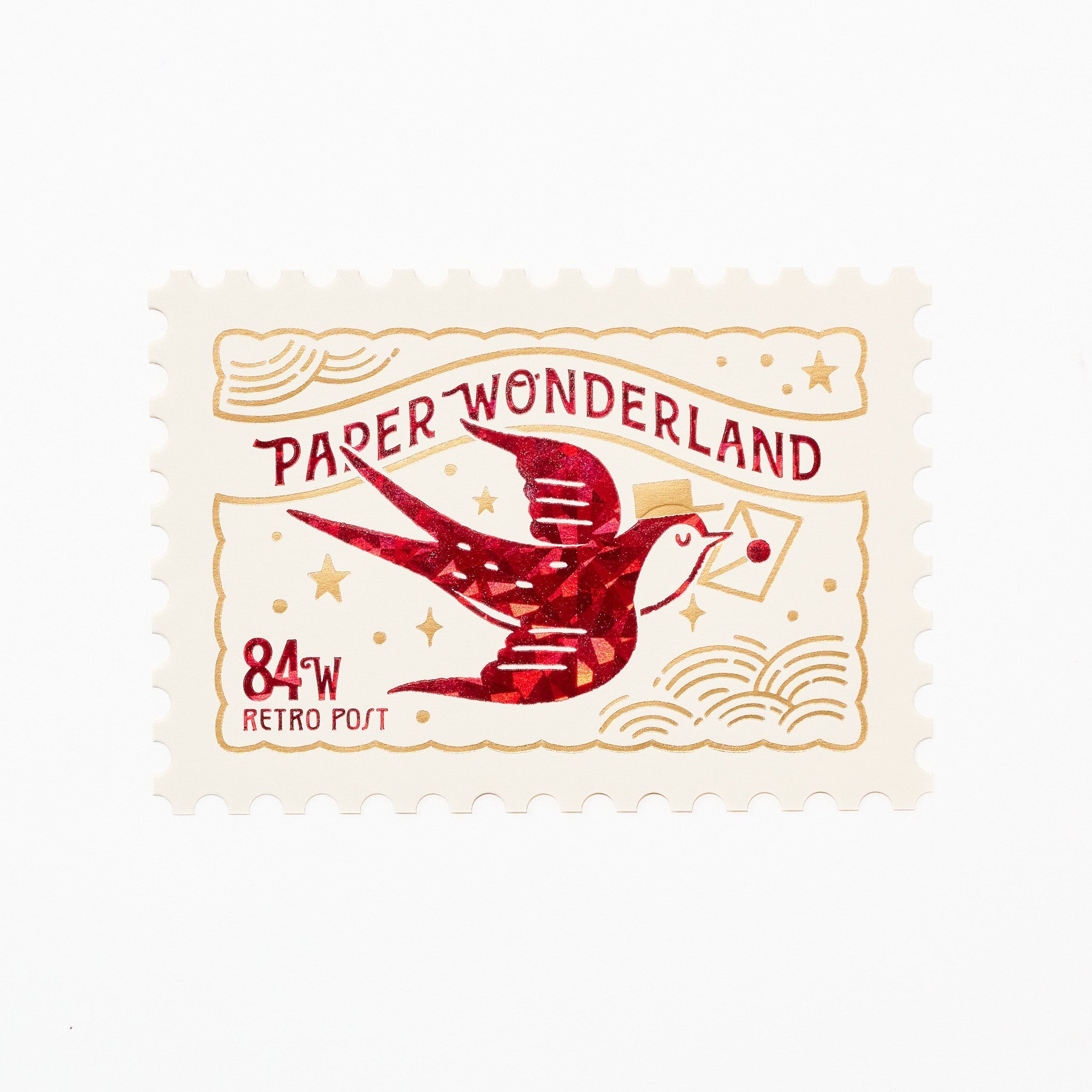ROKKAKU x ob1toy Foil-Stamped Die-Cut Stamp Shaped Postcard / ROKKAKU