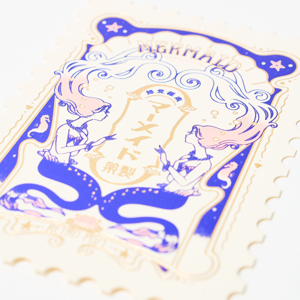 ROKKAKU x ob1toy Foil-Stamped Die-Cut Stamp Shaped Postcard / ROKKAKU