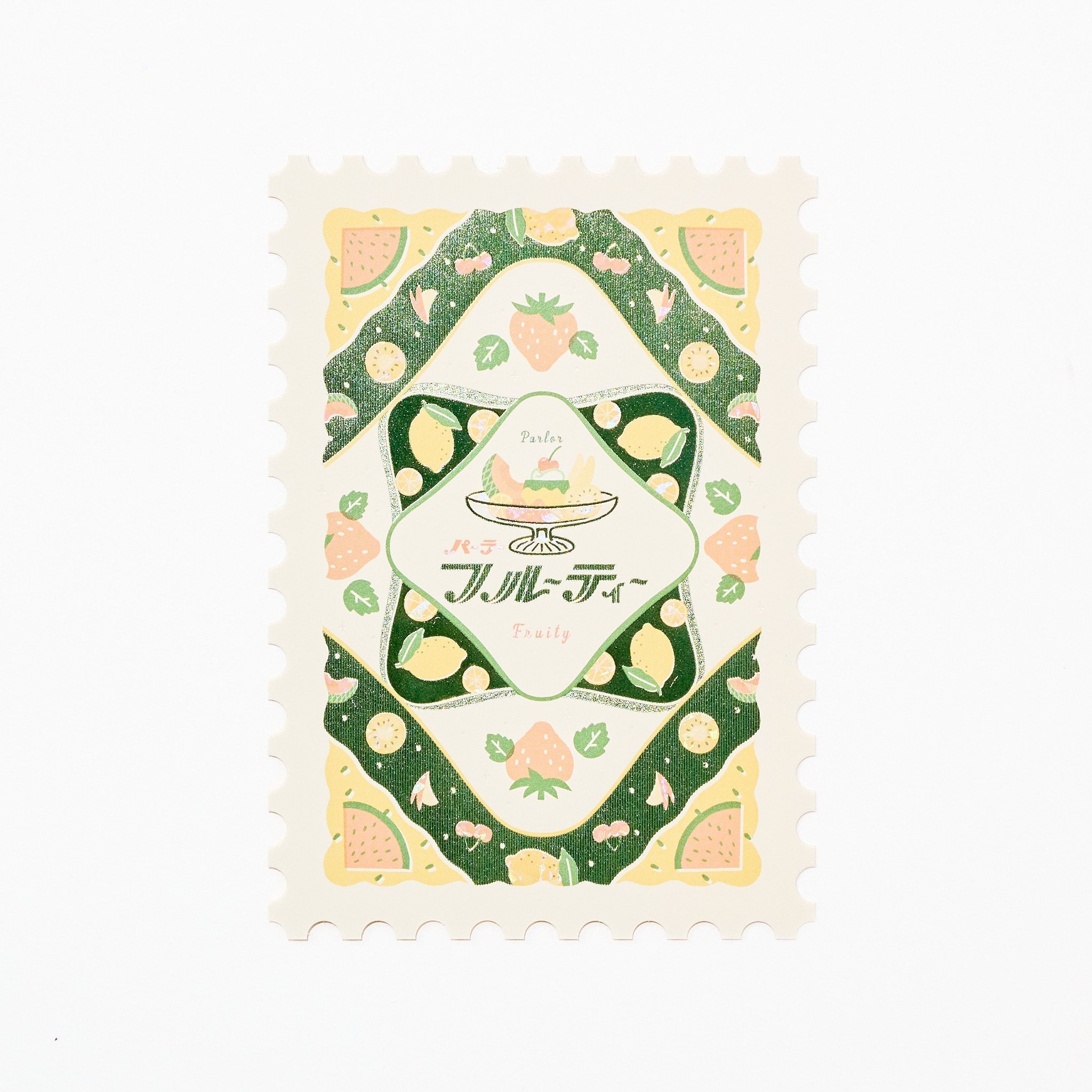 ROKKAKU x ob1toy Foil-Stamped Die-Cut Stamp Shaped Postcard / ROKKAKU