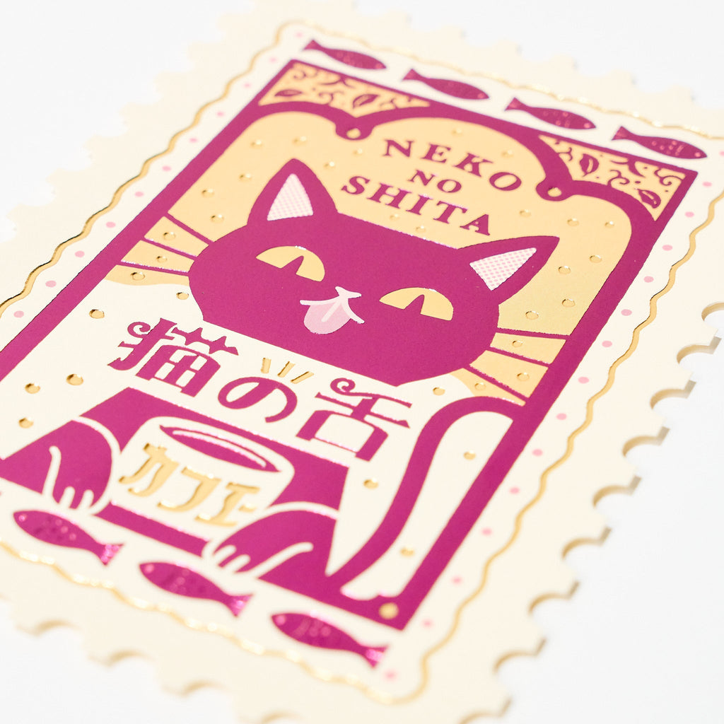 ROKKAKU x ob1toy Foil-Stamped Die-Cut Stamp Shaped Postcard / ROKKAKU