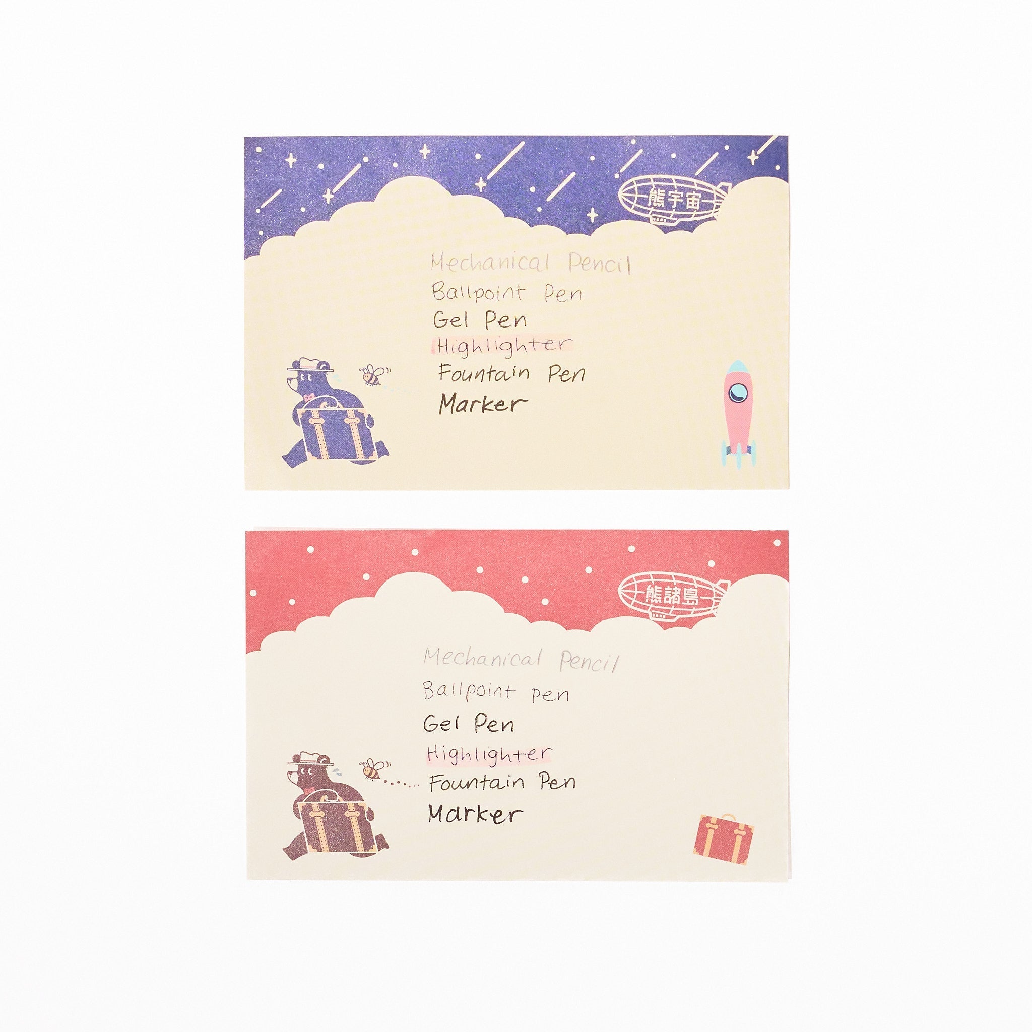 ROKKAKU x ob1toy Travel Bear Foil-Stamped Mini Letter Set / ROKKAKU