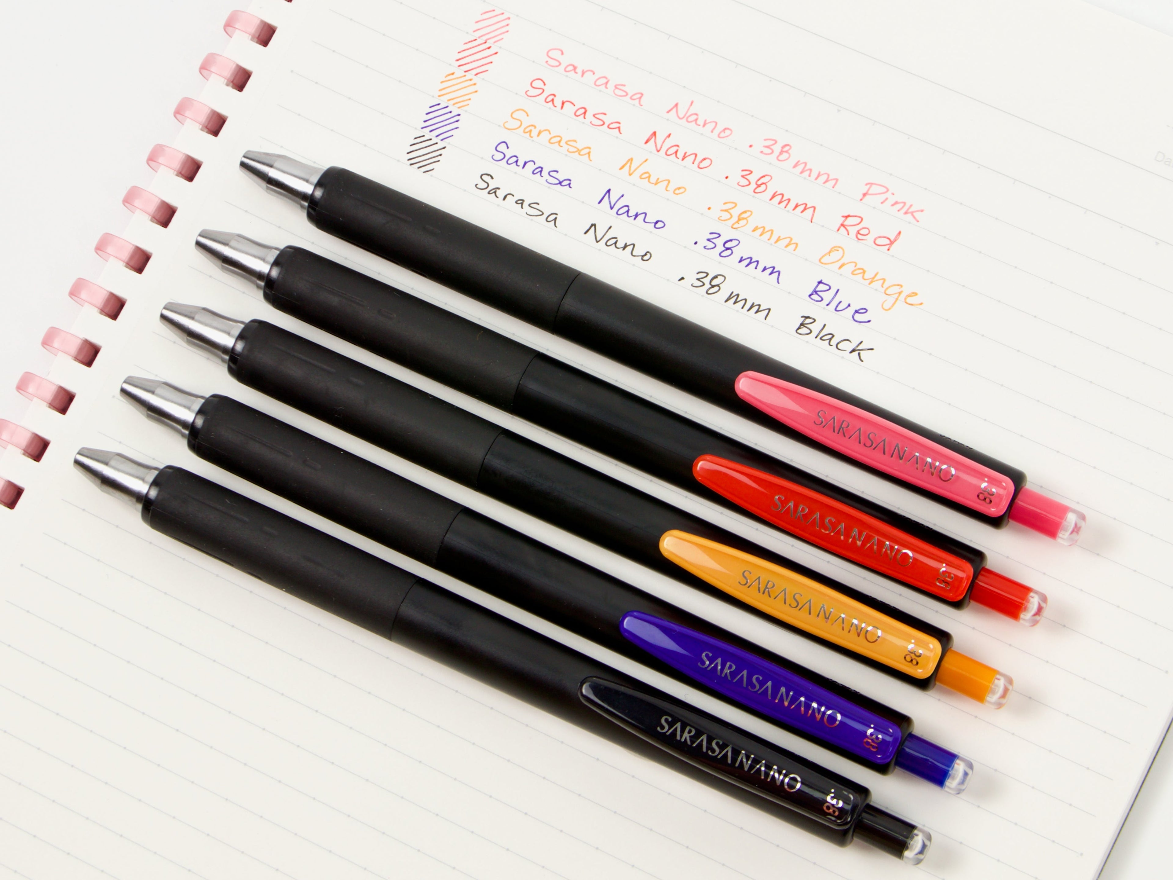 Sarasa Nano .38mm 5 Color Set