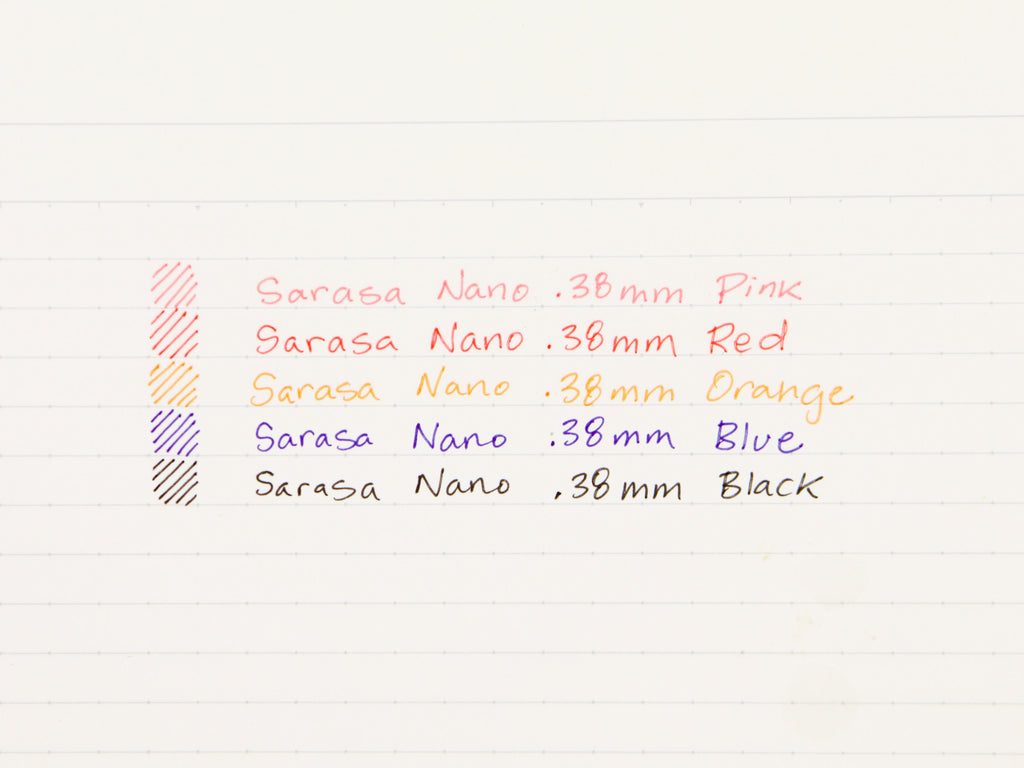 Sarasa Nano .38mm 5 Color Set