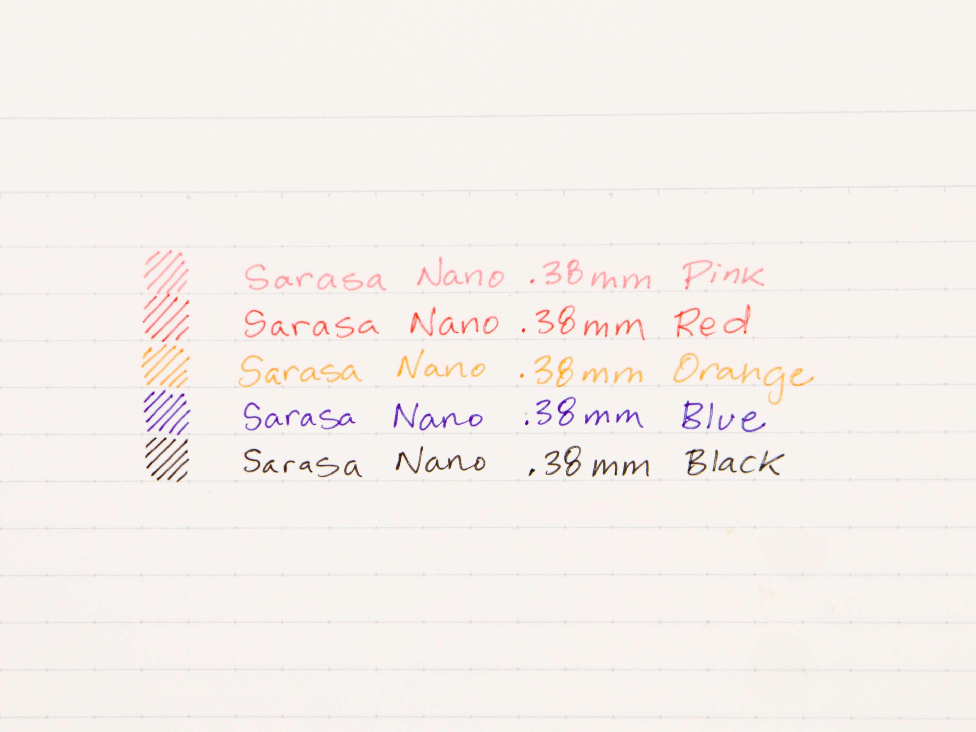 Sarasa Nano .38mm 5 Color Set