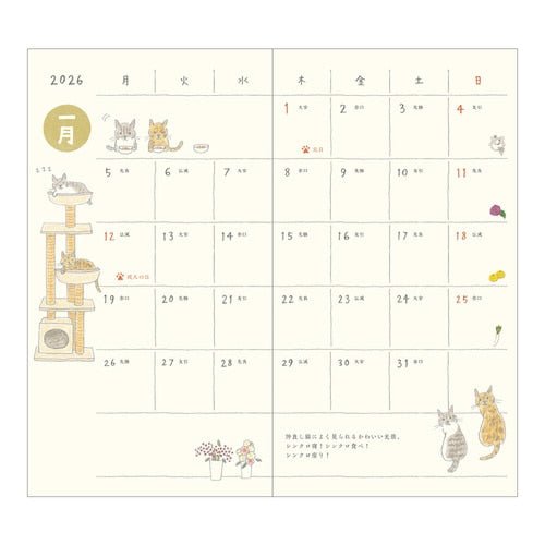 Sayo Koizumi Cat Pocket Diary 2026 / MIDORI