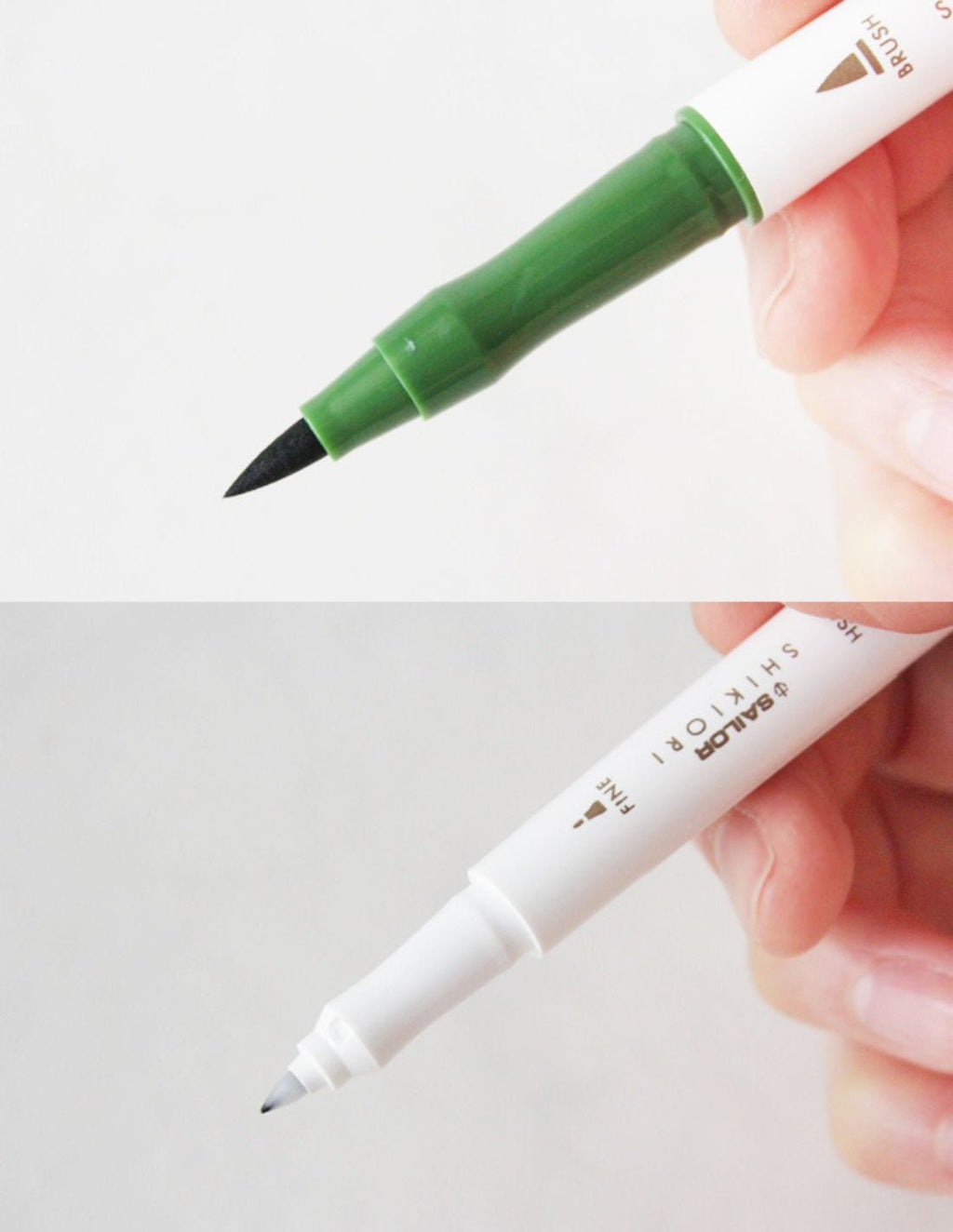Shikiori Brush and Fine Dual-Tip Marker 5 Color Set / Sailor