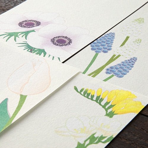Seasons Silk-Print Envelope Letter Paper / MIDORI