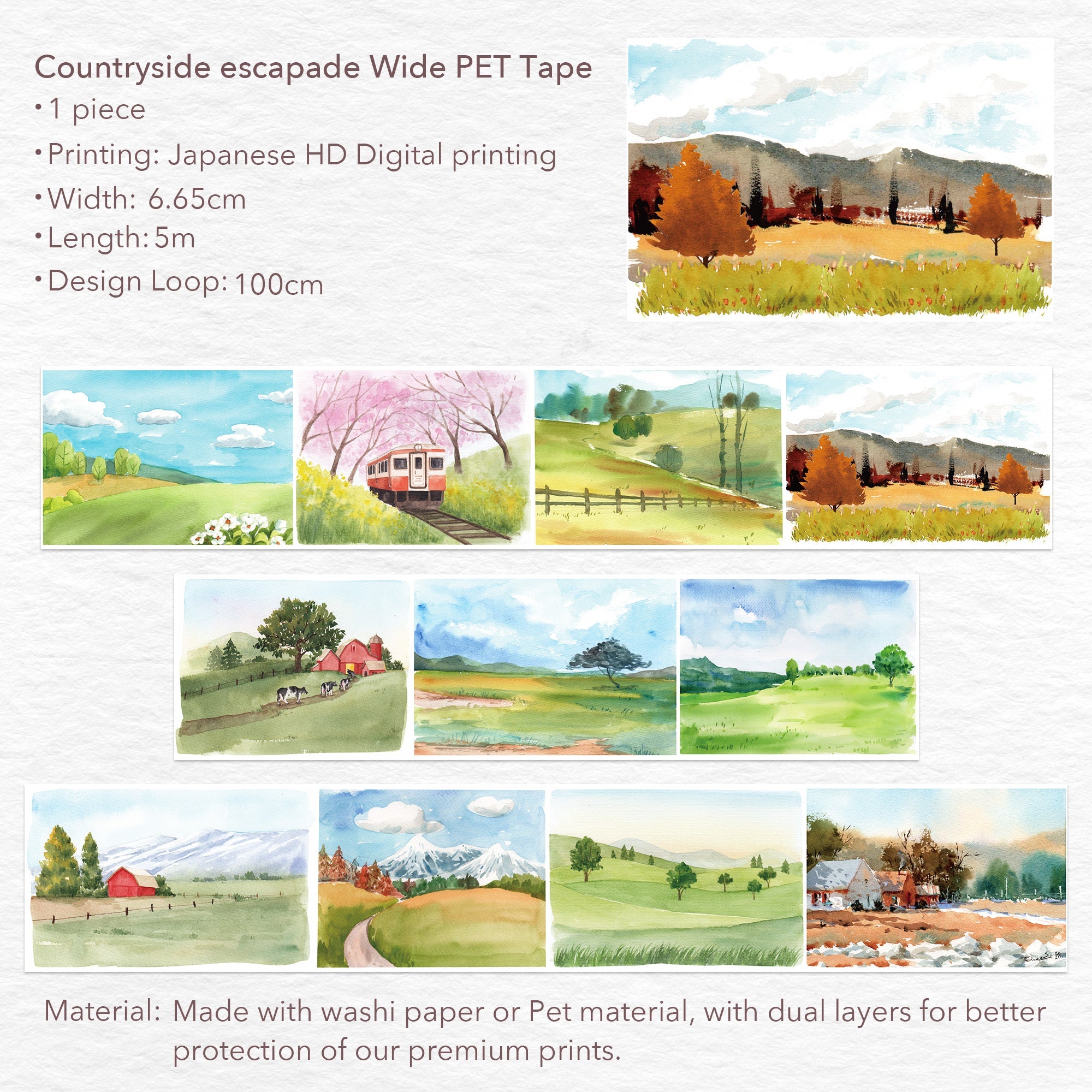 Countryside Escapade Wide Washi/PET Tape