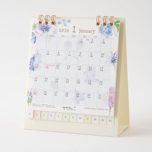 Small Ring Desk Calendar 2026 / MIDORI