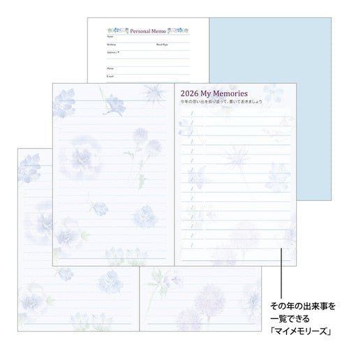 Takiko Kuroiwa Country Time Floral Print Pocket Diary 2026 / MIDORI