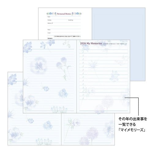 Takiko Kuroiwa Country Time Floral Print Pocket Diary 2026 / MIDORI