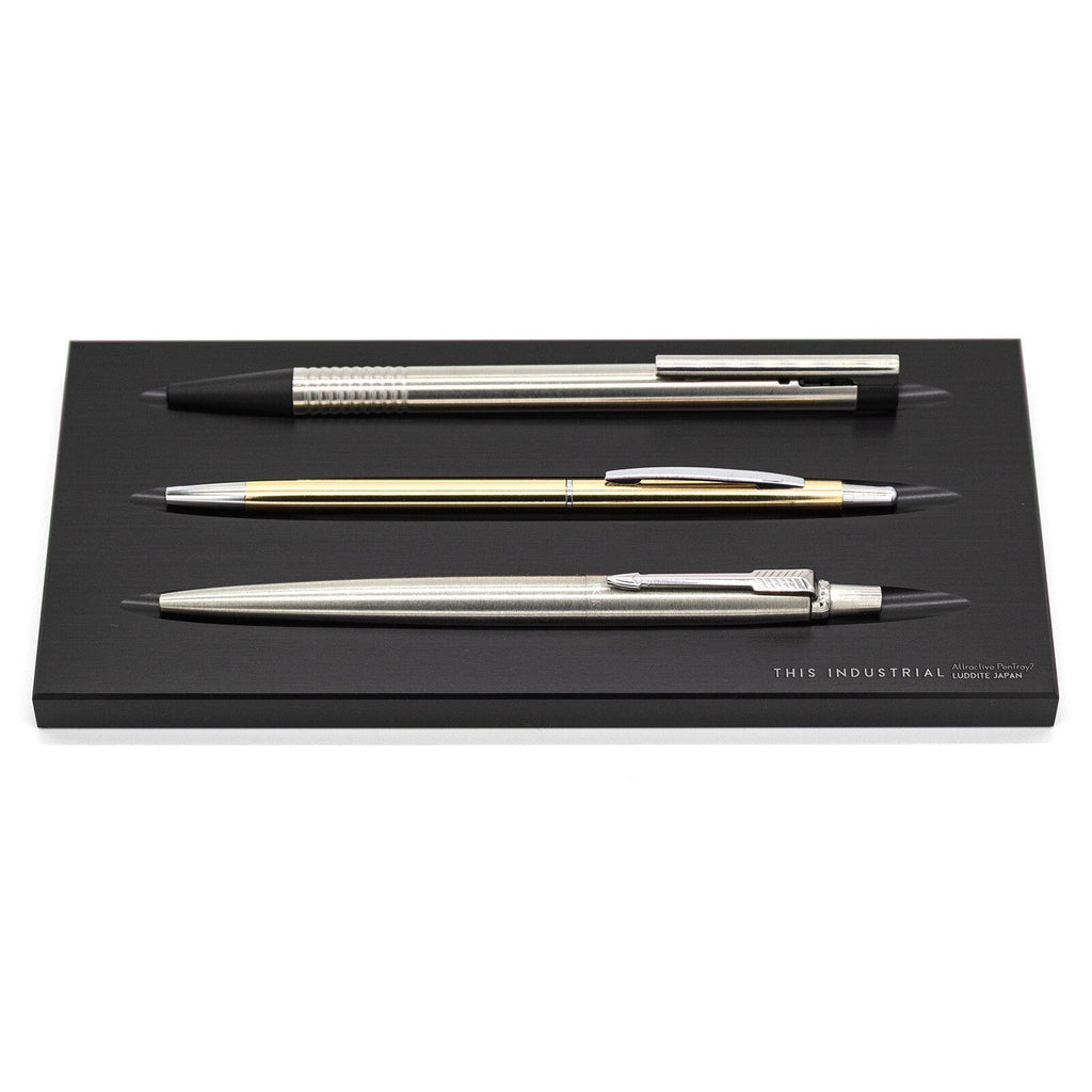 THIS INDUSTRIAL Attractive PenTray2 3-Slot Aluminum Pen Tray / Luddite