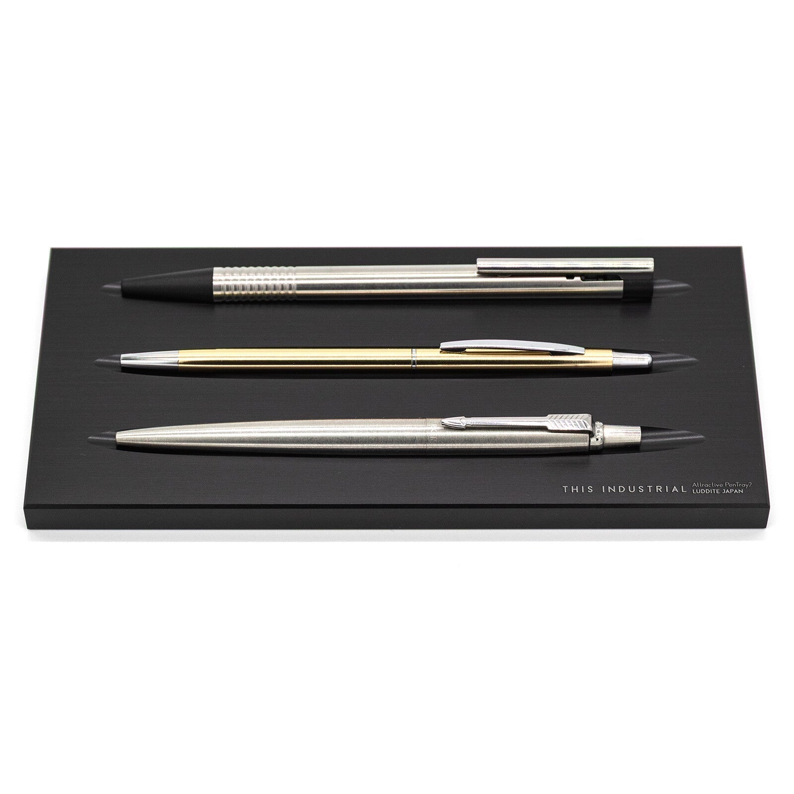 THIS INDUSTRIAL Attractive PenTray2 3-Slot Aluminum Pen Tray / Luddite