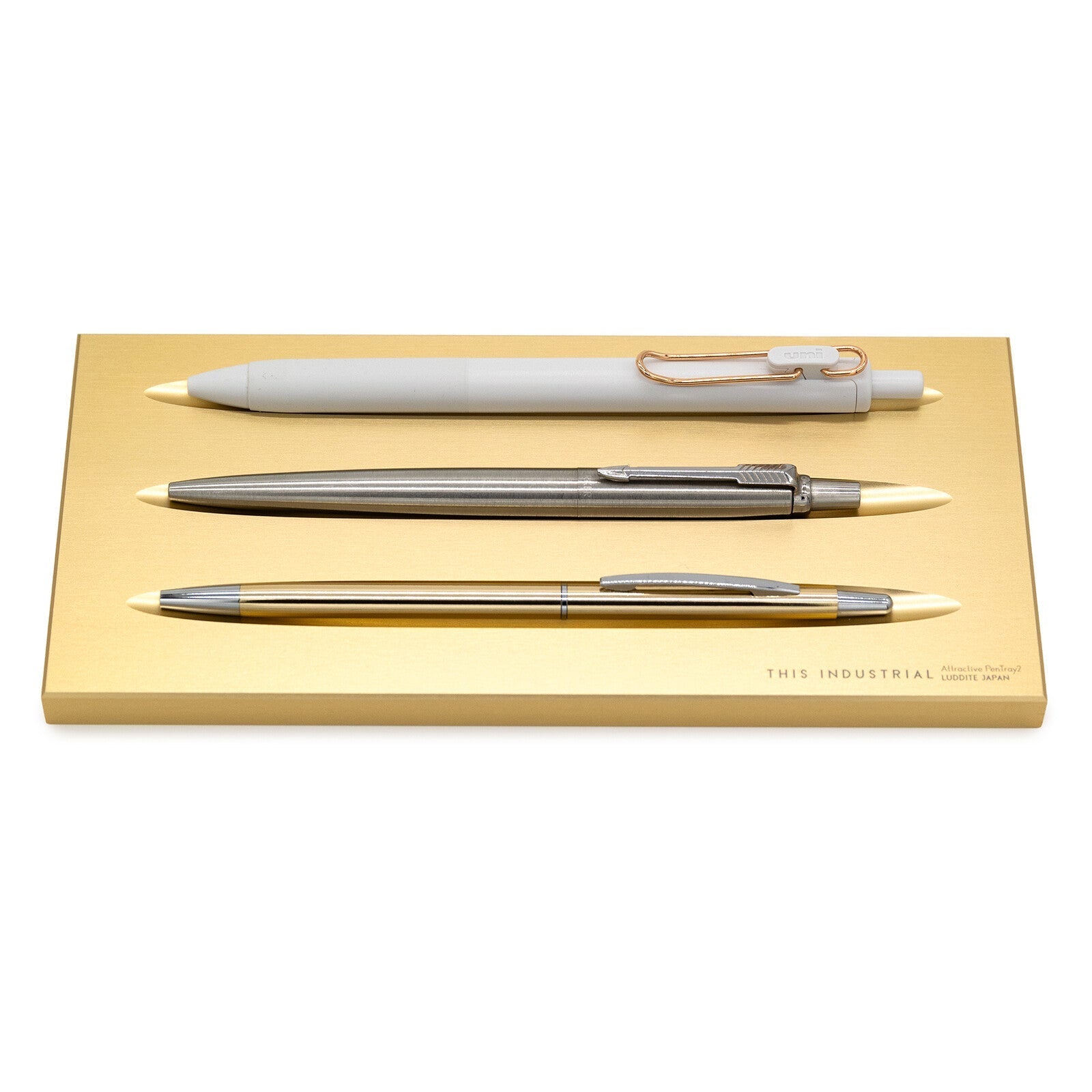 THIS INDUSTRIAL Attractive PenTray2 3-Slot Aluminum Pen Tray / Luddite