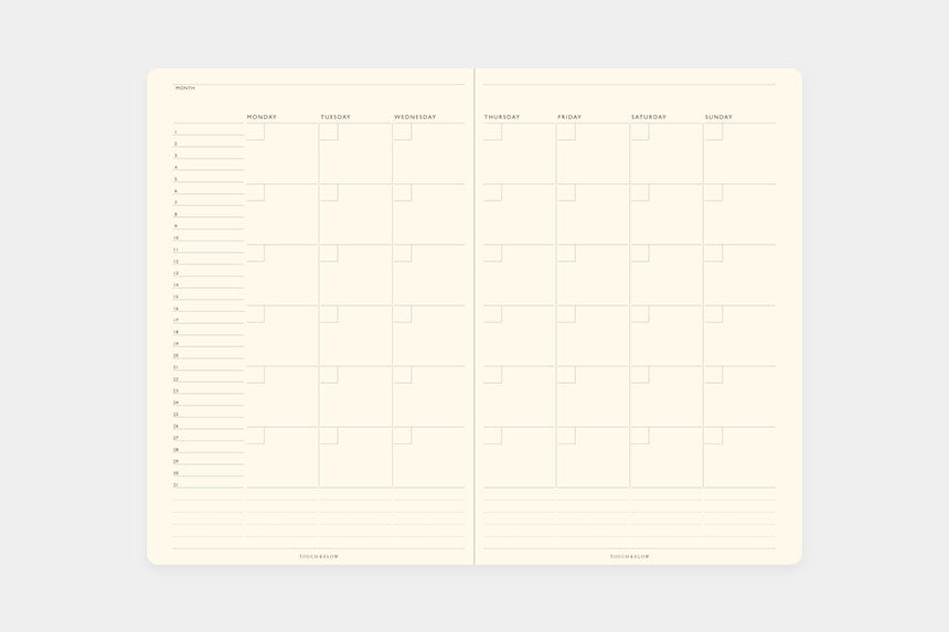 TODAY Monthly Free Diary B6 / TOUCH & FLOW