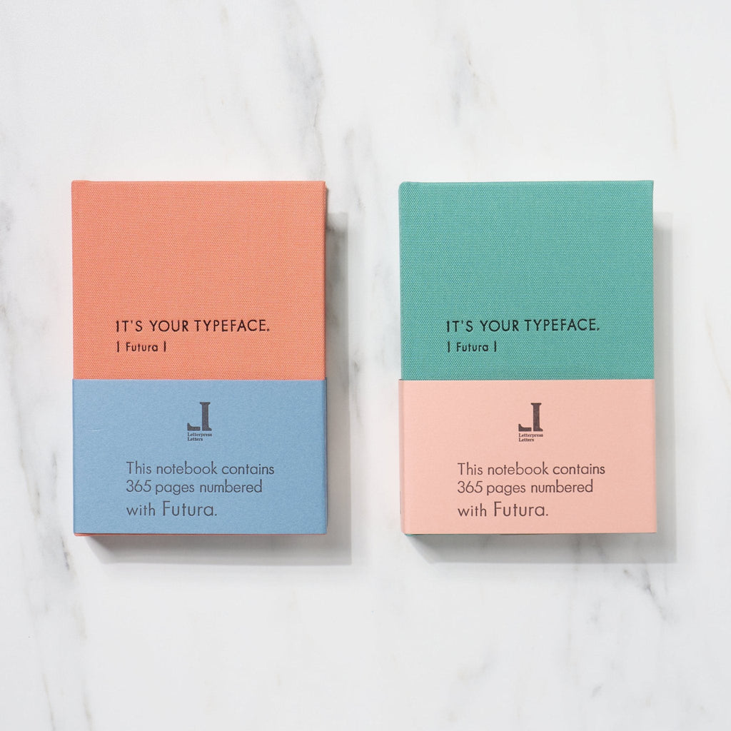 TYPEFACE NOTEBOOK A6 Size 365 Page Notebook - Futura / Letterpress Letters
