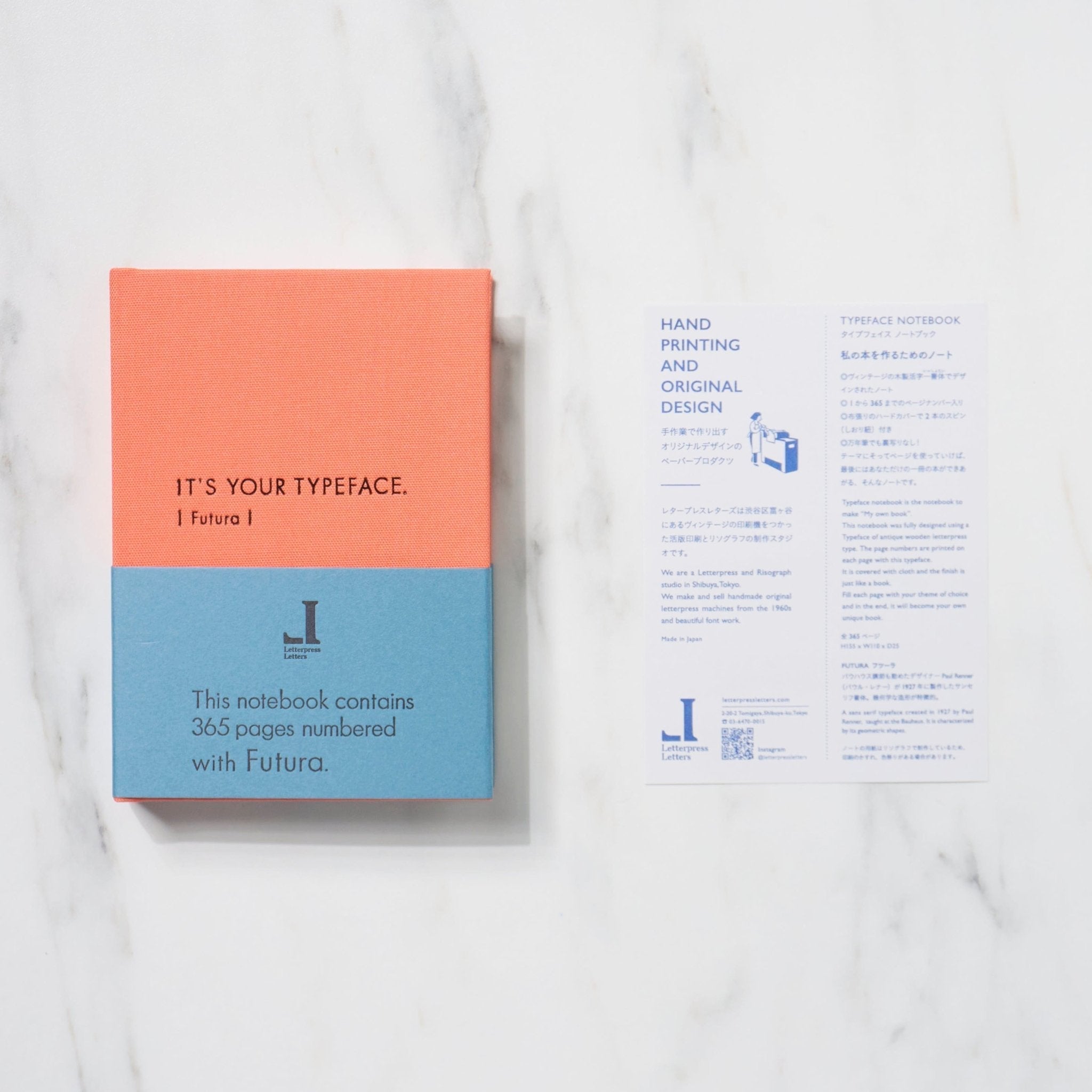 TYPEFACE NOTEBOOK A6 Size 365 Page Notebook - Futura / Letterpress Letters