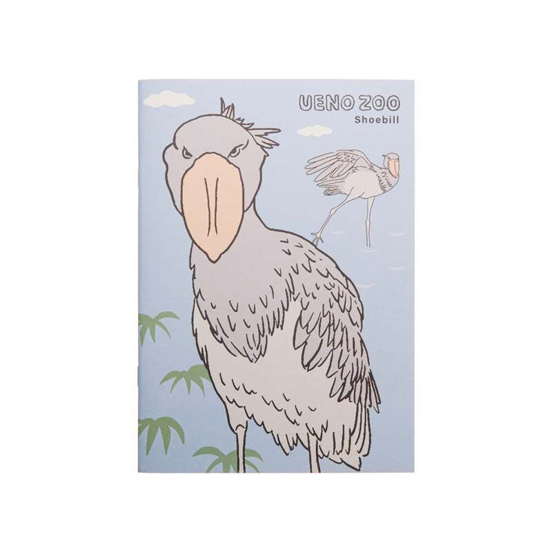 Shoebill cover of the MIDORI Ueno Zoo A5 notebook with the bird on a pale blue ground