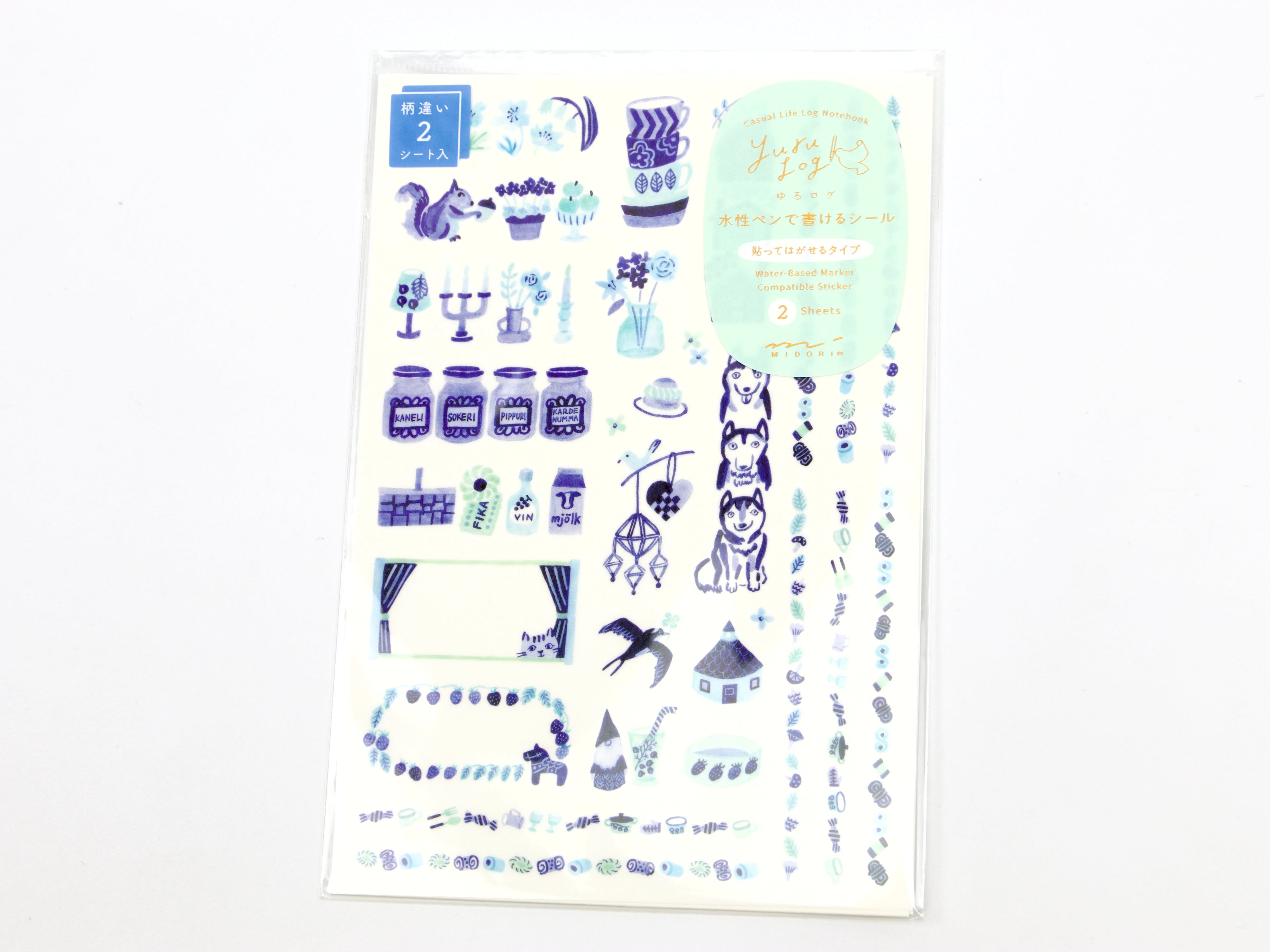 Midori Yuru Log Writeable Stickers